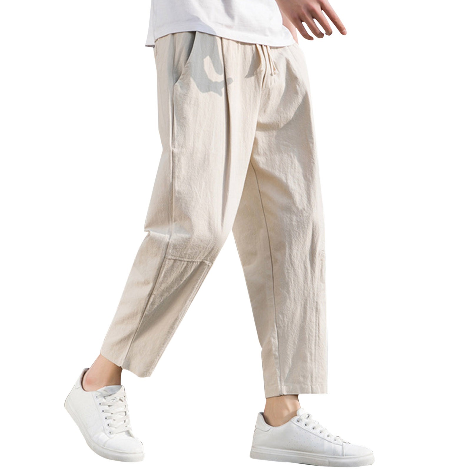 thumbnail image 2 of Pantalones informales rectos y holgados para hombre: estilo coreano, cintura elástica, tejido de alta calidad para primavera/verano, 2 of 5